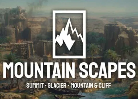 Blender预设资产库 Mountain Scapes 2.0 山体冰川山脉悬崖3D合集