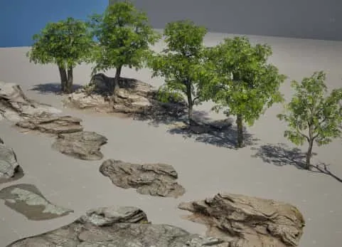 UE5虚幻5 Realistic RiverRock 超写实河边植被石头树木模型包