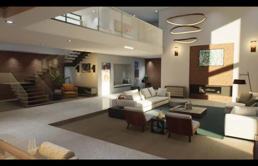 现代家居/房屋室内，配有22幅原创现代画作（绘画）——Modern Home House Interior