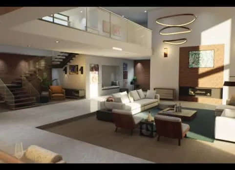 现代家居/房屋室内，配有22幅原创现代画作（绘画）——Modern Home House Interior