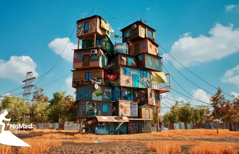 堆叠贫民窟房屋 – 多彩的城市生存环境 Stacked Slum House – Colorful Urban Survival Environment