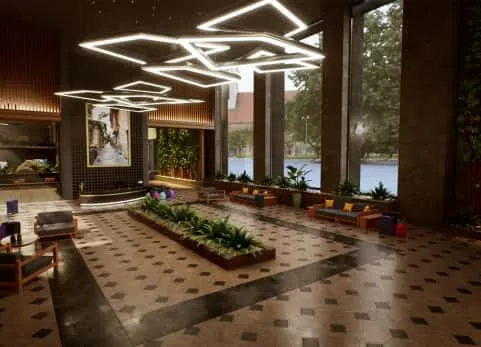 酒店大堂环境（汽车旅馆大堂休息区接待处）Hotel Lobby Environment