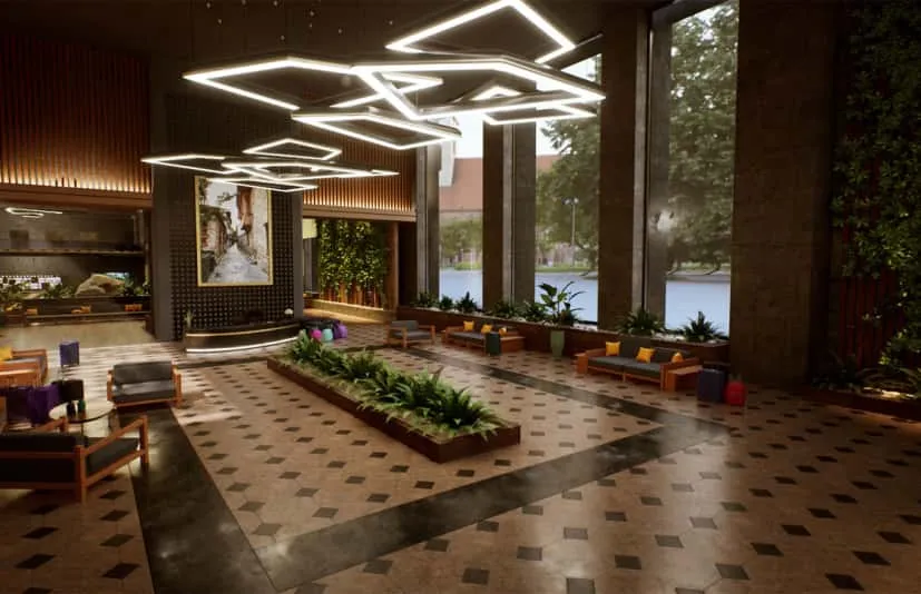 酒店大堂环境（汽车旅馆大堂休息区接待处）Hotel Lobby Environment