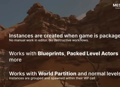 关卡静态网格自动实例化工具包括文档 Meshpack