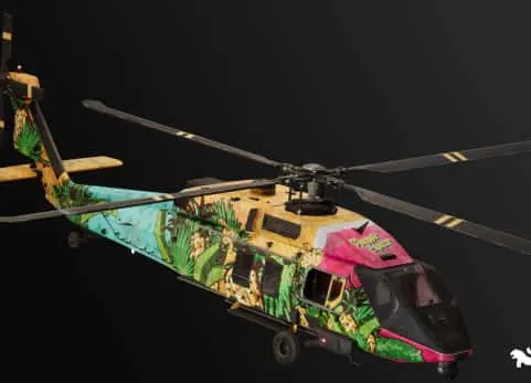 军用直升机 - 已绑定 可通过蓝图控制且带有皮肤 Military Helicopter - Rigged/BP Controllable w/skins ( Military Helicopter )