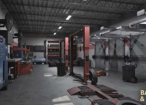 模块化汽车轮胎修理维修4S店室内场景 Tire Repair Shop