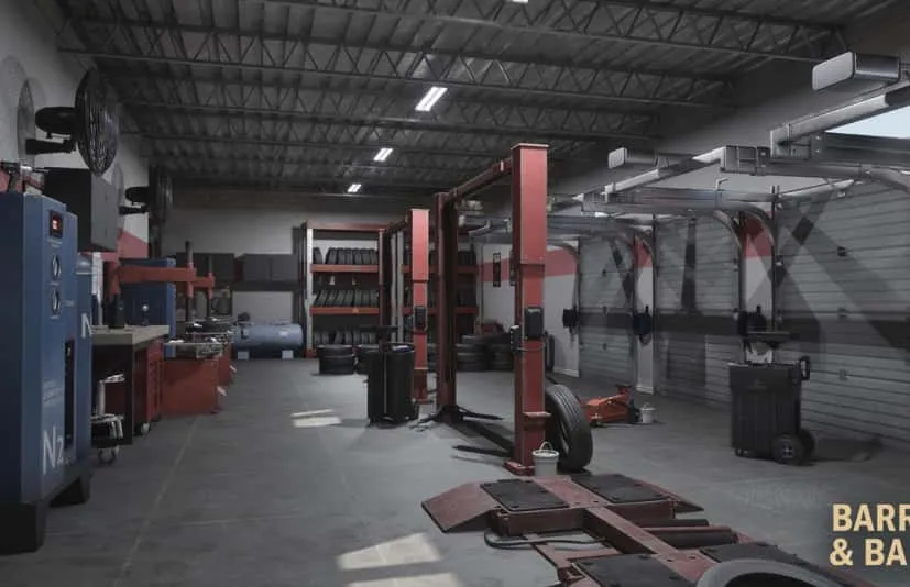 模块化汽车轮胎修理维修4S店室内场景 Tire Repair Shop