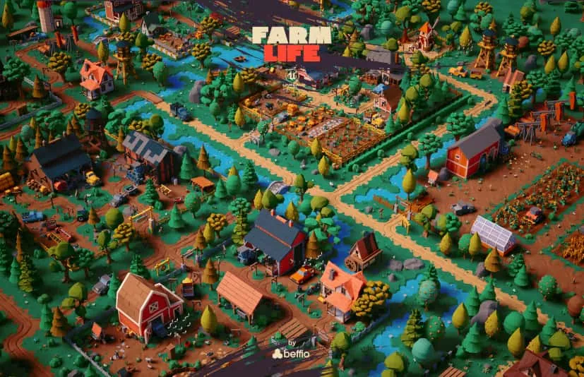 Farm Life 卡通农场牧场场景农具农民道具农作物家禽 - CG3DA