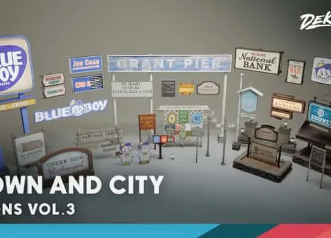 UE5.1欧美小镇广告牌路标牌匾 Signage VOL.3 - Small Town Nanite