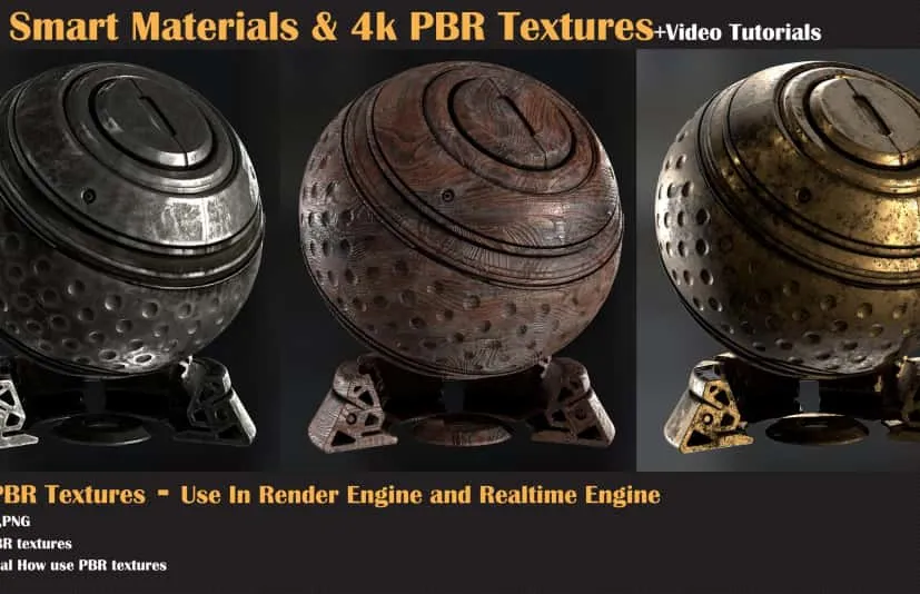 26种智能材料和4K PBR纹理 + 视频教程  26 Smart Materials + 4K PBR Textures+Video Tutorial