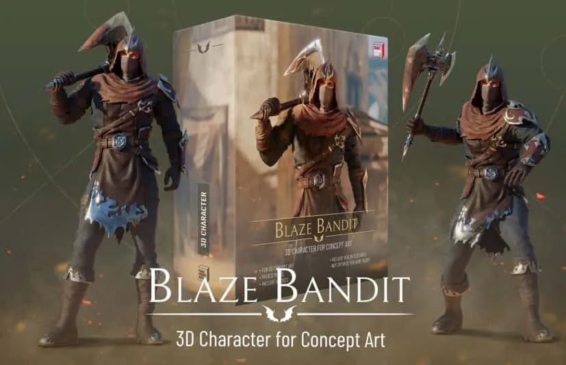 烈焰匪徒——概念艺术用3D角色  Blaze Bandit - 3D Character for Concept Art