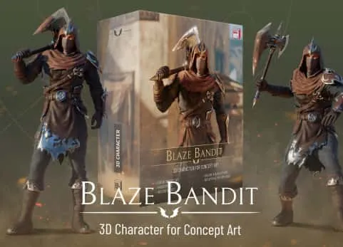 烈焰匪徒——概念艺术用3D角色  Blaze Bandit - 3D Character for Concept Art