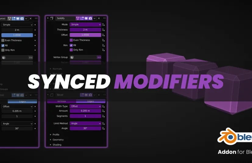Blender插件Synced Modifiers V2.3 自动同步所有修改器