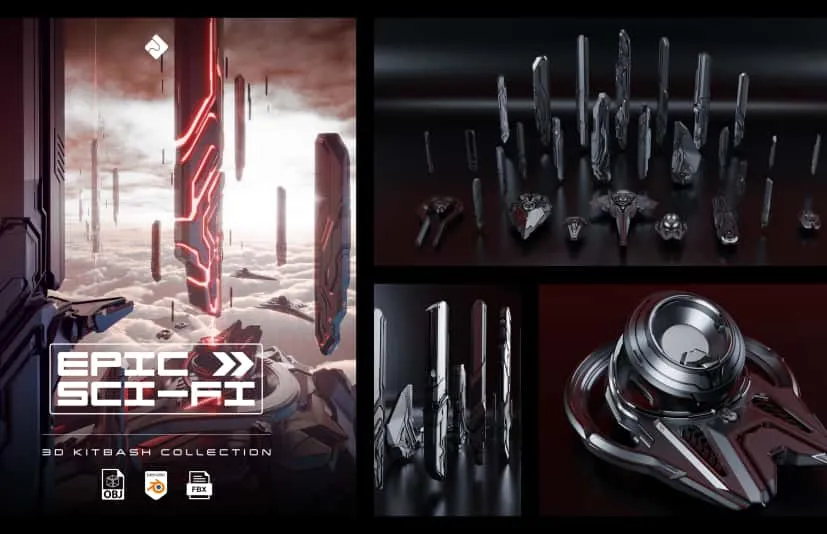 建筑和环境资产 3D Kitbash 包  Epic Sci-Fi - 3D Kitbash Pack
