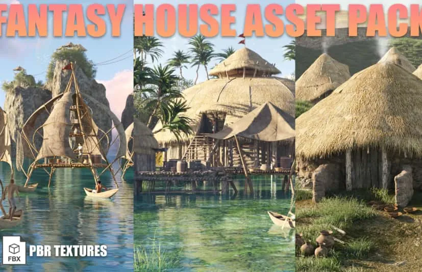 奇幻房屋3D资源包  Fantasy House 3D Asset Pack