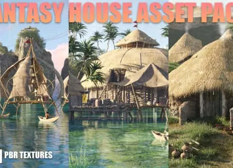 奇幻房屋3D资源包  Fantasy House 3D Asset Pack