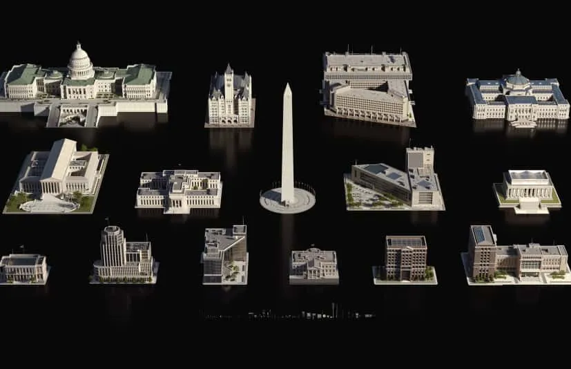 Blender Washington DC 华盛顿特区白宫国会大厦林肯纪念堂FBI