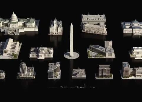 Blender Washington DC 华盛顿特区白宫国会大厦林肯纪念堂FBI