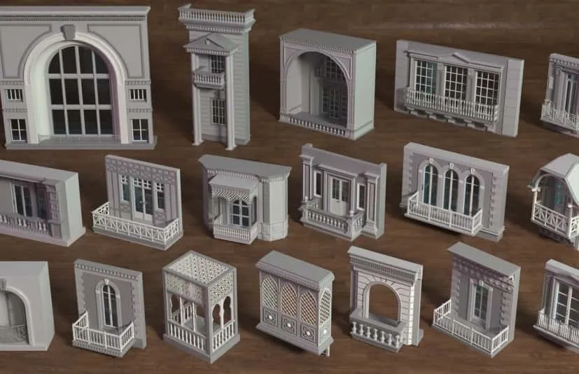 建筑立面集合6 - 18件  Building Facade Collection 6 - 18 pieces