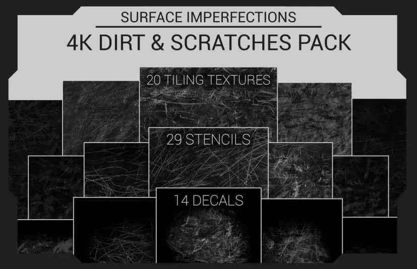 表面瑕疵 - 灰尘与划痕包  Artstation - Surface Imperfections Dirt And Scratches Pack