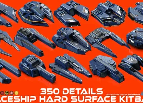 宇宙飞船硬表面套件组合 350 个细节  SPACESHIP Hard Surface KITBASH 350 DETAILS