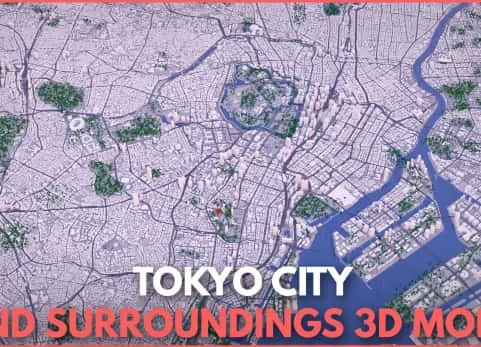 blender东京市及周边地区3D模型  Tokyo City and Surroundings 3D model