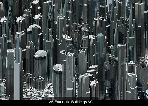 320座未来主义低多边形建筑外加20辆飞行汽车 320 Futuristic LowPoly Buildings plus 20 Flying Cars