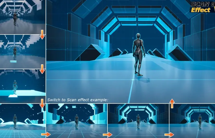 网格场景扫描特效 Scan Grid Effect