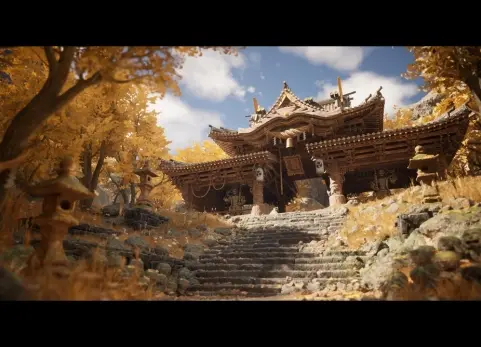 山庙（日本寺庙、古寺、神社、封建时期的日本）Mountain Temple (Japanese Temple, Ancient Temple, Temple Shrine, Feudal Japan)