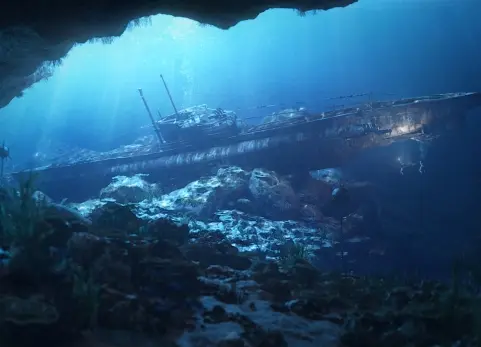 blender潜艇残骸场景工程 Submarine wreck