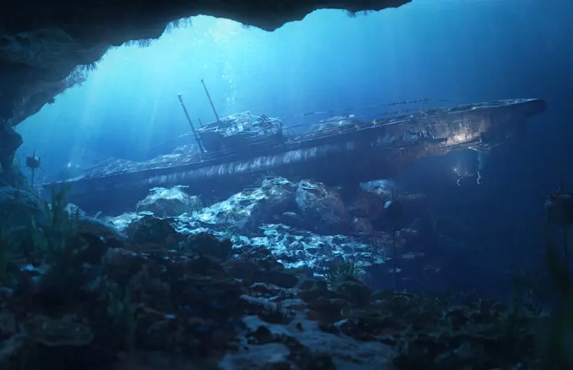 blender潜艇残骸场景工程 Submarine wreck