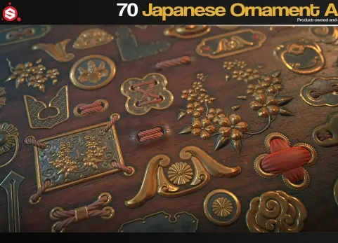 ZBrush/SP 70 款日式装饰 Alpha 素材 - 70 Japanese Ornament Alphas