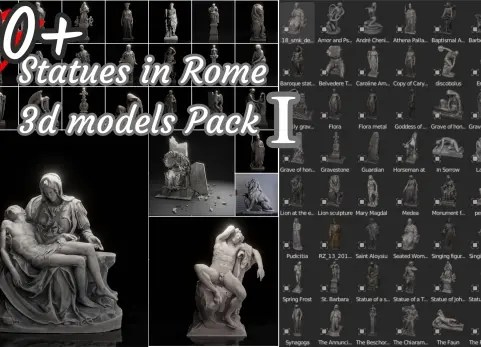 100多个罗马著名雕像扫描3D模型包 100+ Scaned Famous Statues In Rome 3D Models Pack