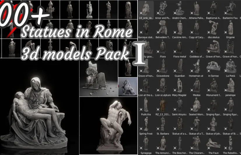 100多个罗马著名雕像扫描3D模型包 100+ Scaned Famous Statues In Rome 3D Models Pack