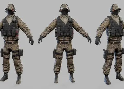 美国现代突击士兵低多边形3D模型 - US Modern Assault Soldier Low-poly 3D model