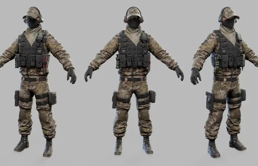 美国现代突击士兵低多边形3D模型 - US Modern Assault Soldier Low-poly 3D model