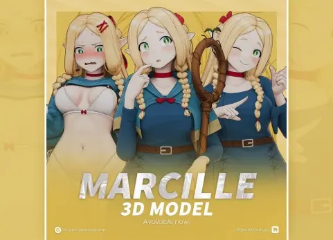 马西耶模型（T姿势 + 服装变体 + 非安全内容选项）Marcille Model (T pose + Outfit Variations + NSFW Options)
