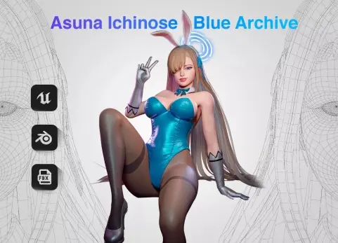 一之濑明日奈 - 游戏就绪3D模型  Asuna Ichinose- Game Ready 3D model