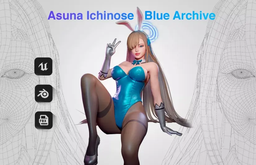 一之濑明日奈 - 游戏就绪3D模型  Asuna Ichinose- Game Ready 3D model