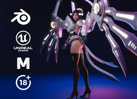 机械女战士 - 游戏就绪 3D 模型 Cyborg Female - Game Ready 3D
