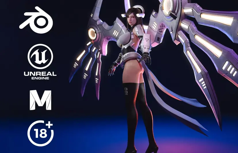 机械女战士 - 游戏就绪 3D 模型 Cyborg Female - Game Ready 3D