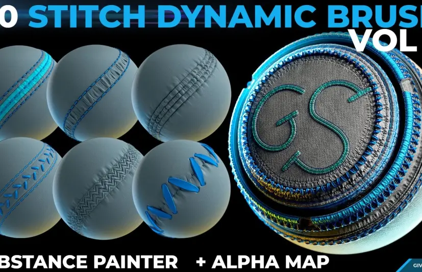 动态画笔 - 针脚与缝线第2卷（.sbsar格式）+（含.png透明通道） Dynamic Brush - Stitches and Seam VOL 2