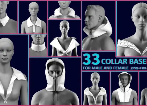 33个衣领基础网格 - 33 COLLAR BASEMESH / zprj, obj, fbx