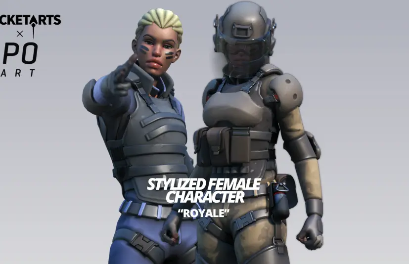 风格化的军事女性 Stylized Military Female