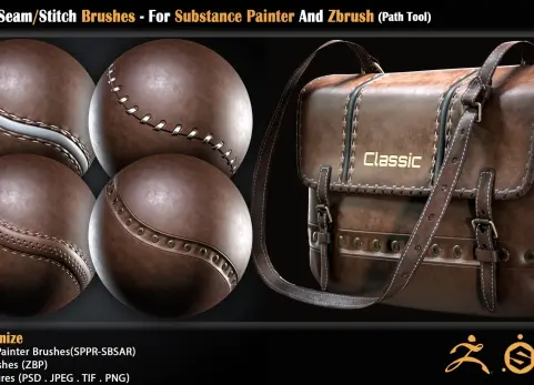 动态无缝缝合笔刷 Dynamic SeamStitch Brushes - For Substance Painter And Zbrush