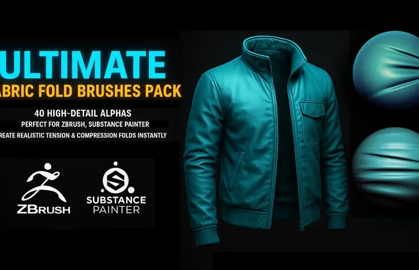 40支布料画笔 - 拉伸与压缩褶皱 40 Fabric Brushes - Tension & Compression Folds