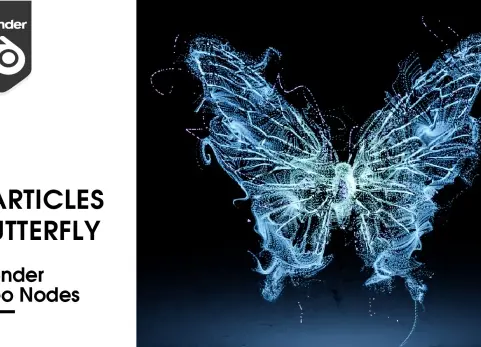 Blender3.6带有几何节点的抽象粒子蝴蝶 - Abstract Particles Butterfly with Geometry Nodes
