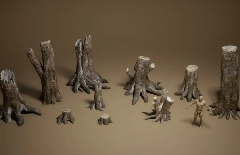 植物 VOL.37 - 树桩 Foliage VOL.37- Tree Stumps (NANITE + LOW POLY)