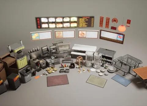 餐厅 第三卷 - 餐饮装饰 Restaurant VOL.3 - Dining Decor (Nanite and Low Poly)