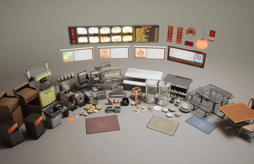 餐厅 第三卷 - 餐饮装饰 Restaurant VOL.3 - Dining Decor (Nanite and Low Poly)